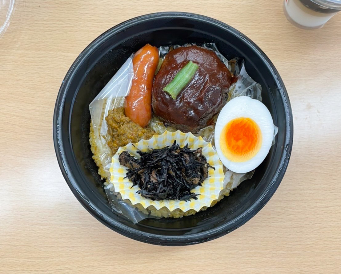 お弁当の「ハンバーグ丼」600円(税込み)。お弁当はPayPayで購入できる
