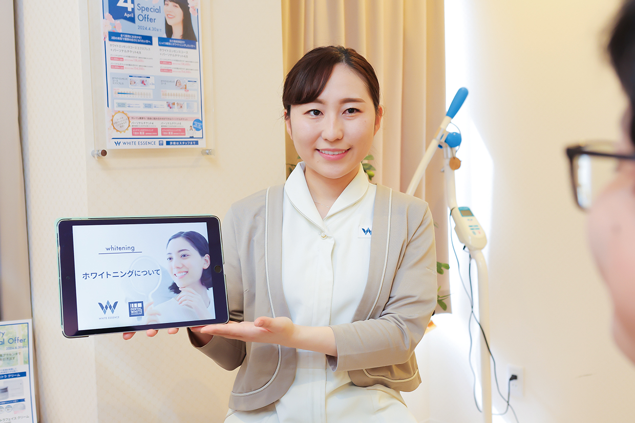 医療法人 和愛会 ①もちだ矯正歯科クリニック （ホワイトエッセンス泉北深井院）/②もちだ矯正歯科クリニック 天王寺院 （ホワイトエッセンス天王寺駅前院）に勤務する上中 美咲 さん（堺歯科衛生士専門学校卒）